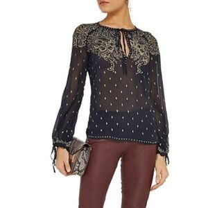 Isabel Marant Etoile Radley Silk Chiffon Peasant Top Size 36 US 4 Boho Chic NWT